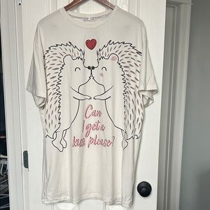 Cream Hedgehog Print Sleep Shirt